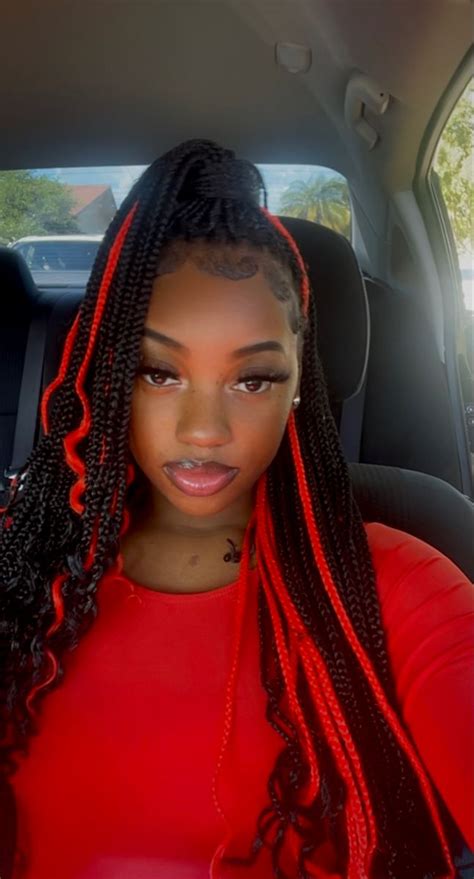 Knotless Braids Knotless Braids With Curly Ends Red And Black Knotless Braids Pretty