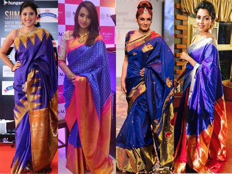 Celebrity In Blue Silk Sarees Keep Me Stylish