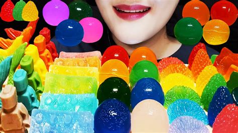 Asmr Rainbow Desserts Kohakuto Jelly And Chocolate Eating Sounds