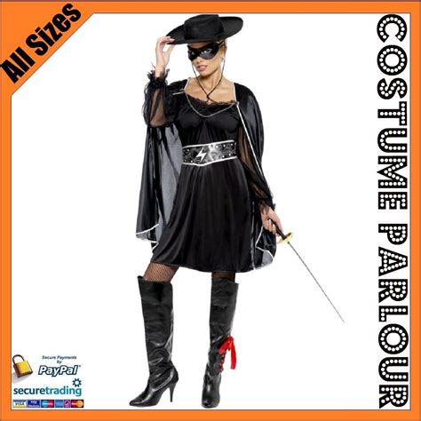 Womens Zorro Musketeer Bandit Mexican Crusader Ladies Fancy Dress Costume 8 14