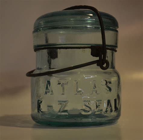 Vintage Half Pint Blue Atlas E Z Seal Jar With Wire And Glass Etsy Jar Vintage Glass