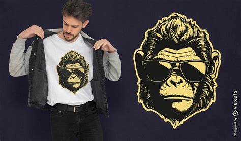 Descarga Vector De Genial Dise O De Camiseta De Mono Con Gafas De Sol