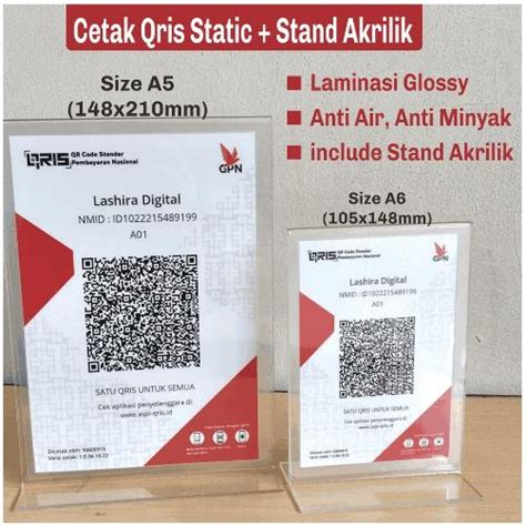 Jual Paket Cetak Qris Dengan Stand Akrilik Model T Dan L Shopee Indonesia