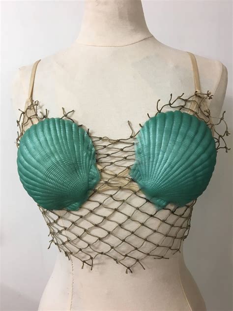 Teal Silicone Seashell Mermaid Top Size34 Etsy