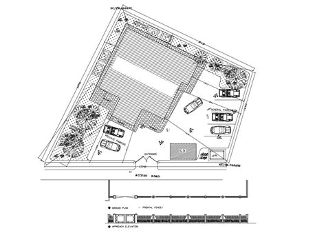 Site layout plan of residential building with detail dimension in dwg file - Cadbull