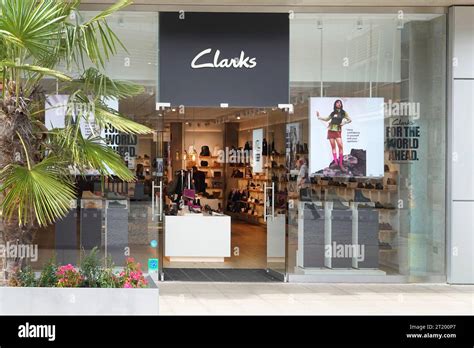 Entrance To Bury St Edmunds Premises Of Clarks Footwear Retail Business