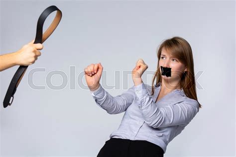 Man Beating Up His Wife Illustrating Stock Image Colourbox