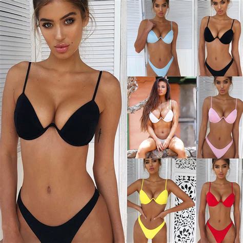 Conjunto De Bikini De Estilo Vendaje Con Sujetador Acolchado Ba Ador