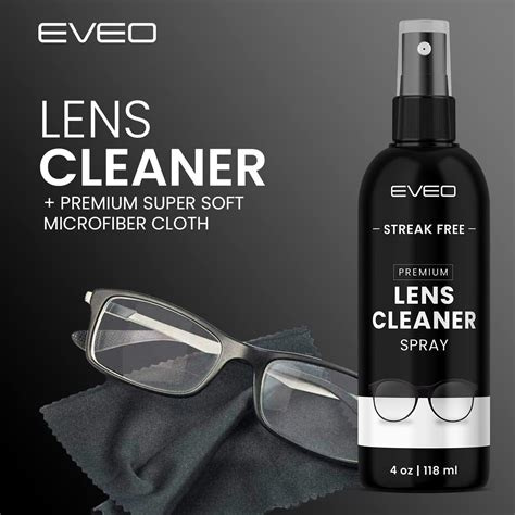 Eveo Eyeglass Cleaner Spray No Streaks Technology With Microfiber Cleaning Cloth Glasses