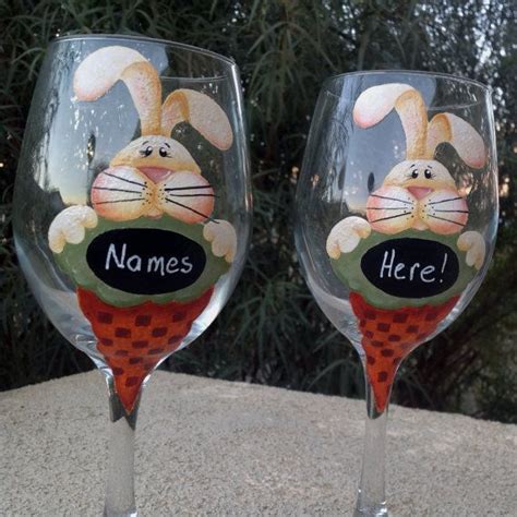 Happy Easter Perfect Set Of 2 Wine Glasses You Can Add Guests Etsy