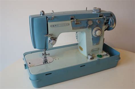 Vintage 1960s Brother Sewing Machine Lovely Blue With Chrome Features