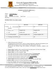 Gem Nicole Diones Student Activity Sheet 6 MEIOSIS Docx Liceo De