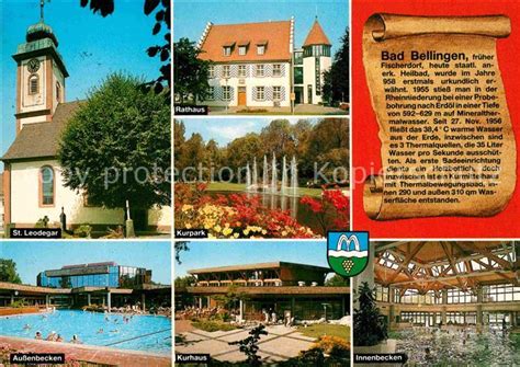 Ak Ansichtskarte Bad Bellingen Kirche Rathaus Kurpark Freibad Kurhaus