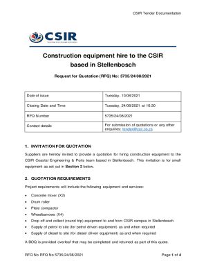 Fillable Online Request For Quotation Rfq For The Construction Of A