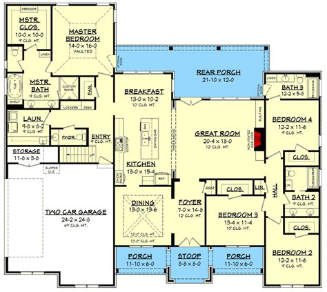 4 Bed Modern Farmhouse House Plan With Split Bedrooms 2751 Sq Ft