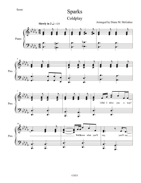 Sparks Arr Arranged By Diane M Mcgahee By Coldplay Sheet Music For