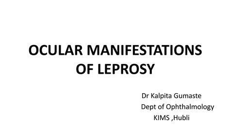 Ocular Manifestations Of Leprosy Eye Ppt