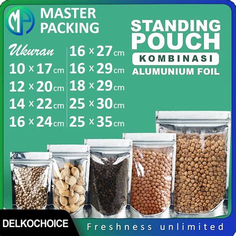 Jual Standing Pouch Alumunium Foil Silver Kombinasi Ziplock Plastik