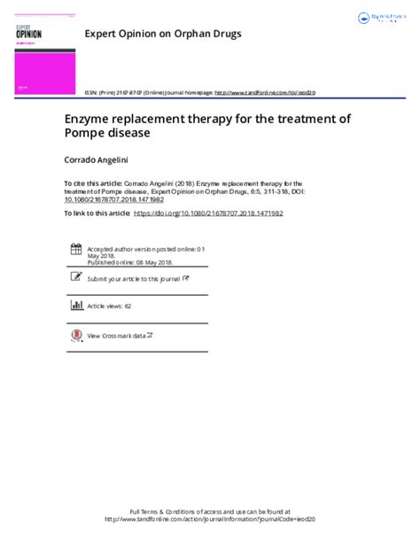 (PDF) Enzyme replacement therapy for the treatment of Pompe disease ...