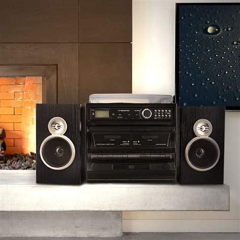 Shelf Stereo System With CD, Turntable, Dual Cassette Player