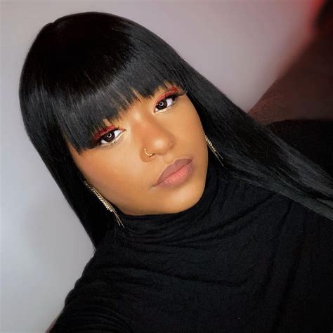 With Bangs Human Hair Wig Straight Hair Online Sale For Women | OQHAIR