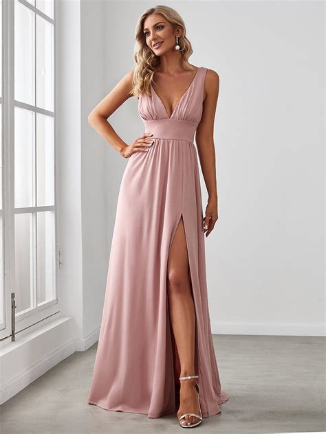 High Slit Empire Waist Sleeveless Evening Dress Ever Pretty Uk