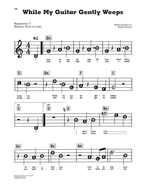 While My Guitar Gently Weeps Par The Beatles Partitions Pour E Z Play Today Sur Sheet Music Direct