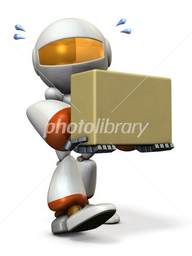 ダンボール箱を運ぶキュートなロボット イラスト素材 4384145 フォトライブラリー Photolibrary