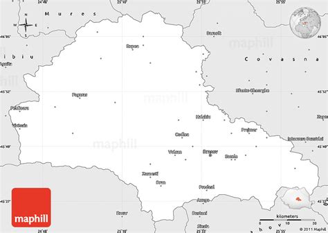 Silver Style Simple Map of Brasov