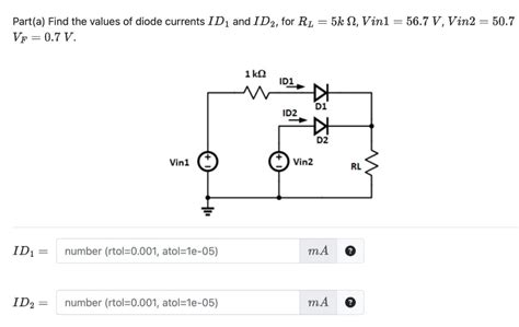 Answered Part B Find The Values Of Diode Currents Id₁ And Id2 For