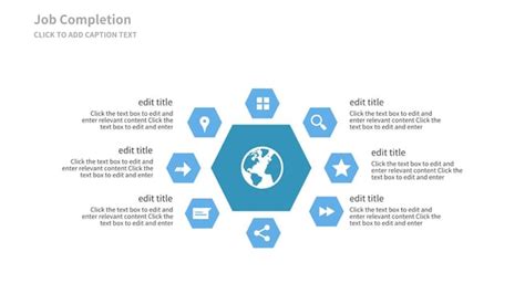 Blue Hexagonal Icons Diagram With Globe Surrounded By Other Icons