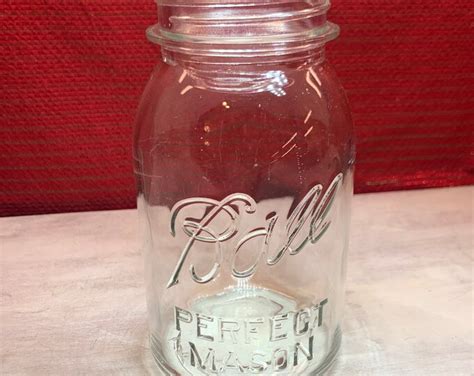 Perfect Mason Ball Jar 1920s Ball Mason Jar 1 Qt Ball Glass Jar Vintage Canning Jar Perfect