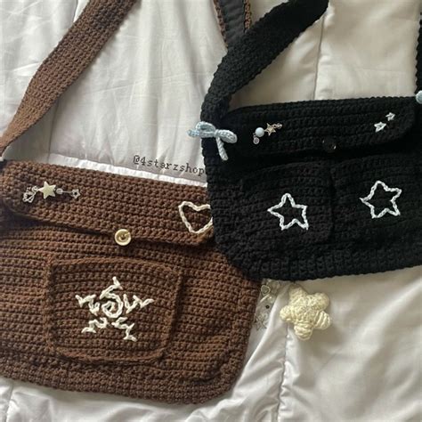 Depopinsta4starzshopcrochet Spiral Star Messenger Bagstar Messenger Bag