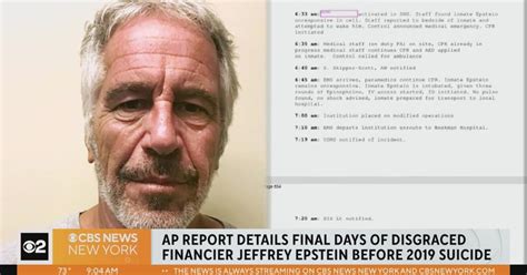 4000 Page Document Details Jeffrey Epsteins Final Days In Jail Cbs