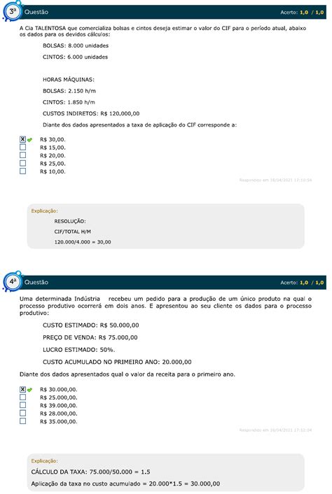 Simulado Contabilidade E An Lise De Custos Contabilidade