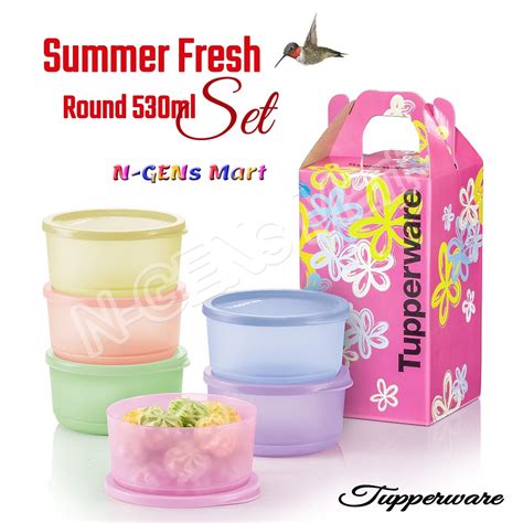 Tupperware Summer Fresh Round Set 6 Pcs 530ml Limited Edition