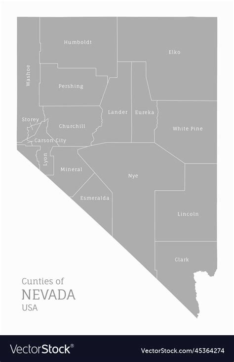 Highly Detailed Gray Map Of Nevada Us State Vector Image