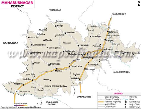 Mahbubnagar District Map (Telangana)