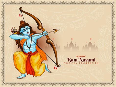 Schöne glückliche ram navami indische festkarte mit lord rama ...