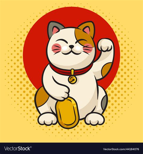 Maneki neko cat pinup pop art Royalty Free Vector Image