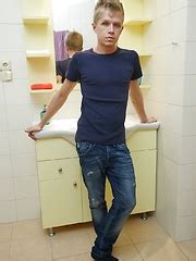 Blonde Twink Chris Jansen Jerks Off In The Bathroom By BF Collection