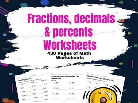 Fractions Decimals And Percents Practice Worksheets Teaching Resources