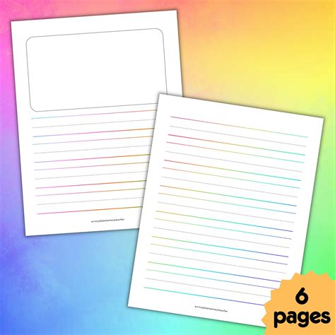 Rainbow Primary Lined Writing Paper Printable Fun Primary Lined