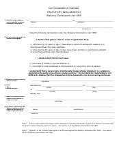 Statutory Declaration Form Pdf Commonwealth Of Australia Statutory