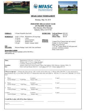 Fillable Online Mfaca MFASC GOLF TOURNAMENT Fax Email Print PdfFiller