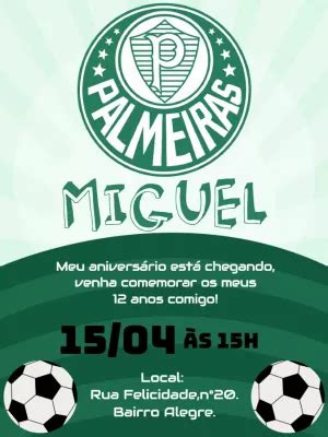 Fazer convite online convite digital aniversário palmeiras