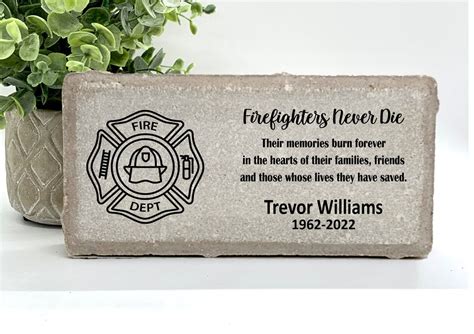 Firefighter Memorial Stone Sympathy T Bereavement T Etsy