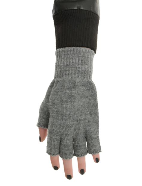 Grey Marled Fingerless Gloves Hot Topic