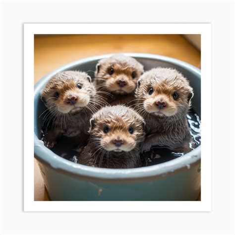 Baby Sea Otters Bath Art Print by Frontline Design - Fy