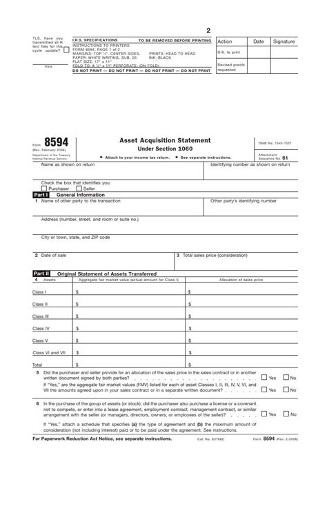 Form 8594 Asset Acquisition Statement